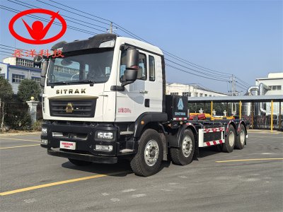 纯电动重汽汕德卡8×4勾臂垃圾车